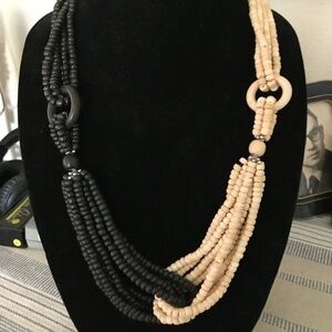 Vintage 1970's - 1980's Twisted Wood Beaded Necklace
